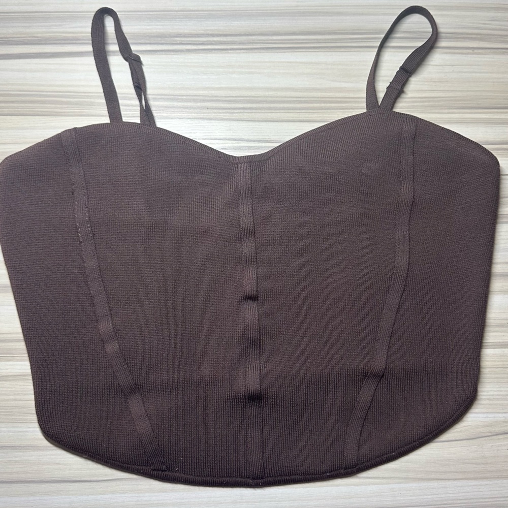 Aritzia Franklin Sculpt Knit Bustier in Rich Mocha Brown
